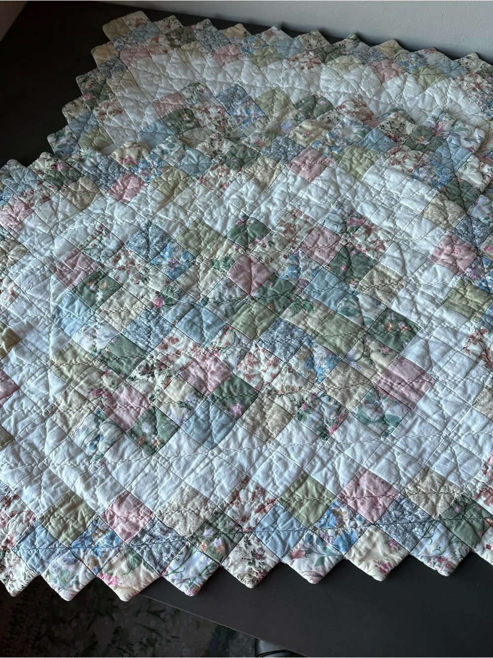 Vintage JCPenney Pastel Floral Quilted Pillow Shams Cover Cotton Size 21”X27”
